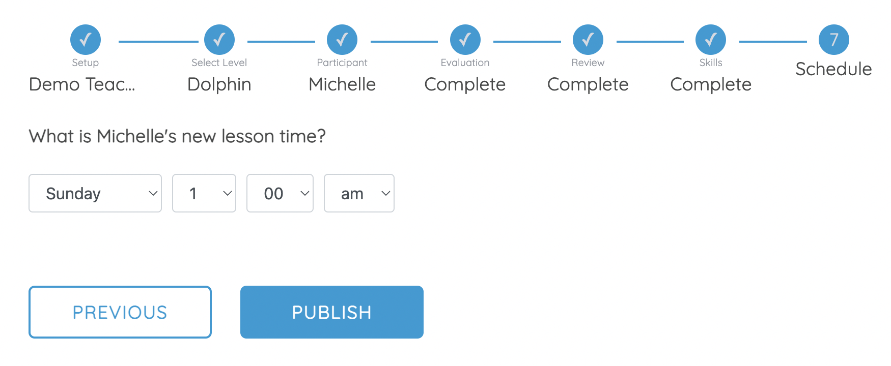 assign lesson times to swimgen report card